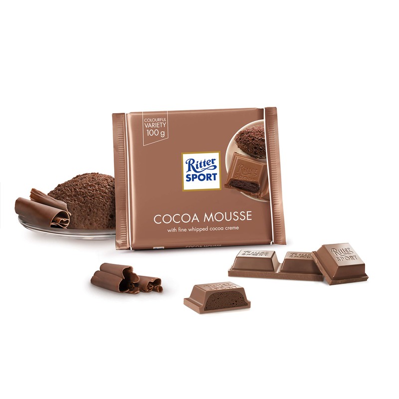Ritter Sport Milk Chocolate with Cocoa Mousse Filling 100g/3.52oz (Pack