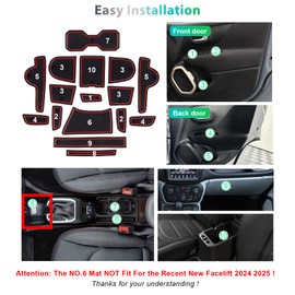 GAFAT Compatible with Jeep Renegade Facelift 2019-2024 2025 Non-Slip Mats, Rubber Mats Non-Slip for New Renegade from 2019, Centre Console Mats, Door Seam Mats, Accessories (Red)