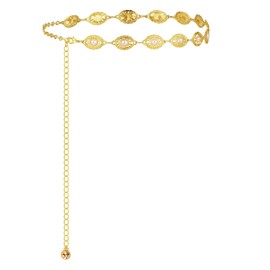 Women's Gold Chain Belt - Adjustable Waist Chain with Beads, Boho Belt Chain, Golden Metal Belt for Dresses, Jeans & Bikinis