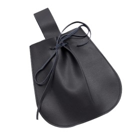 Medeival Faux Leather Pouch for Renaissance Faire, Portable Drawstring Purse, Vintage Belt Pouch Dice Bag For LARP Cosplay Costumes (Black)