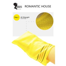 Romantic House Exfoliating Korean Towel Extra Viscos Bath Mesh Body WashCloth Rayon 100% Spa Scrub Italy Gloves Removes Dead Skin X-Large Plus Size Yellow 40 Color 3 Pcs