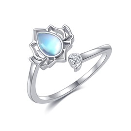 ONEFINITY Lotus Ring for Women 925 Sterling Silver Lotus Flower Adjustable Ring Lotus Jewellery Gifts for Women