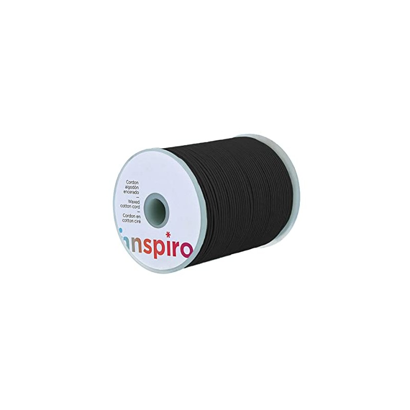 Cotton cord Waxed Fine Black 1.5 mm. 100 m.