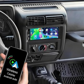 6.8" Double Din Car Radio Stereo for 1994–2002 Dodge Ram 1500 2500 3500/Cirrus 1995-2000/Jeep Grand Cherokee 1994-1998 with Android 13 Wireless & Wired Carplay Android Auto，Backup Camera+MIC