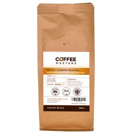 Coffee Masters Brazil Carbon Neutral Coffee Beans 200g - Single Origin 100% Arabica Coffee Beans for a Heavy Bodied Creamy Espresso - Medium Roasted Brazilian Coffee Beans Ideal for Espresso Machines