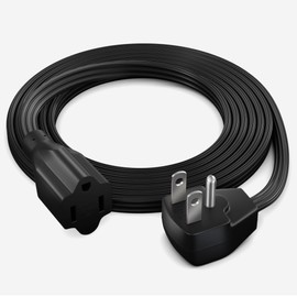 Maximm Extension Cord Heavy Duty (8 Feet) Flat Wire 3-Prong Flat Plug, 14 AWG Power Cord - UL Certified, Black, Ideal for Home and Office Use, Appliances, Electronics, Power Tools
