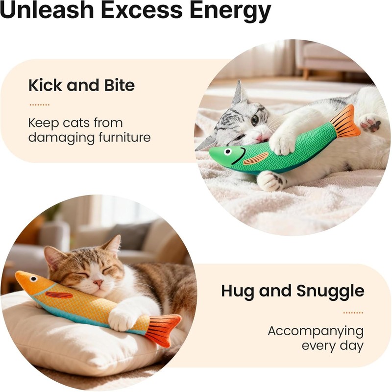 Furlof Cat Toy Fish Fidget Movable Cat Toy Fish Fidget