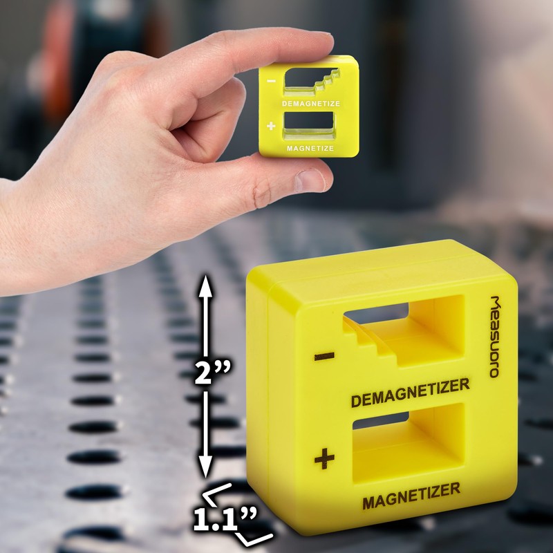 MeasuPro Demagnetizer and Magnetizer - Yellow - for Screwdrivers Tips,
