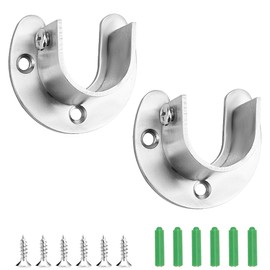 Clothes Rail Brackets, 32 mm, Stainless Steel Round Tube Bracket, Cupboard Rail Holder, 32 mm Wardrobe Rail Bracket Rod Holder (Pack of 2)