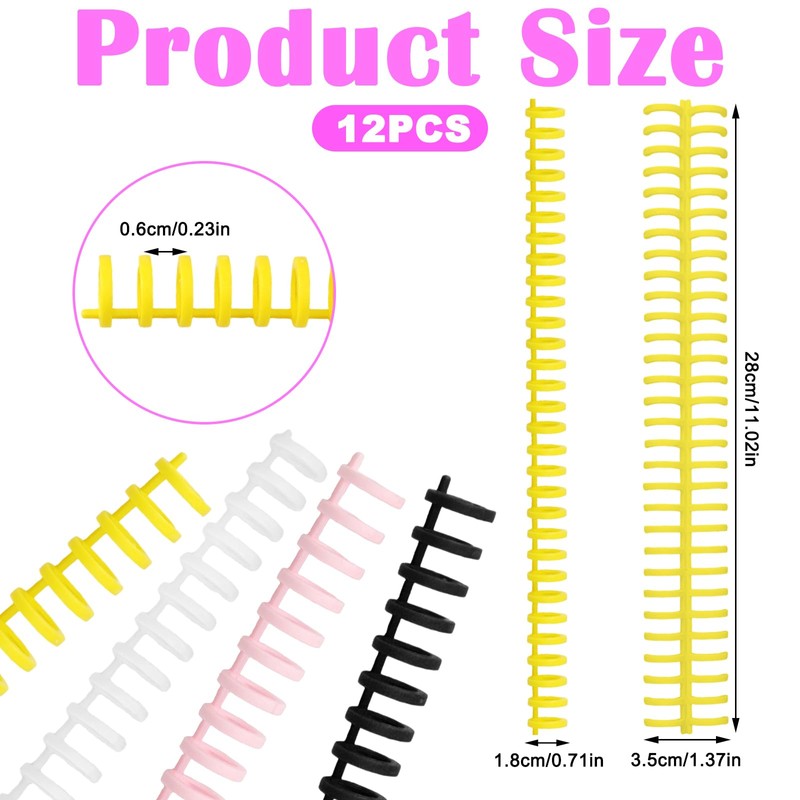 16 PCS Comb Binding Spines Plastic Spiral Binding Coils Binding