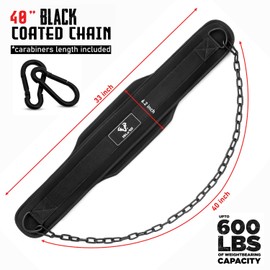 Islero Weight Lifting Belt Dip Belt for Back Support, Lifting Belt for Men Women, Bodybuilding Powerlifting Weightlifting Workout Gym Fitness Deadlift Squat, Double Strength Neoprene (Matte Black)