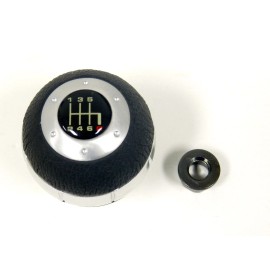 Unbranded RACING SHIFT KNOB ALUMINUM W/ REAL LEATHER FOR HONDA 10X1.5MM - 6 SPEED MT