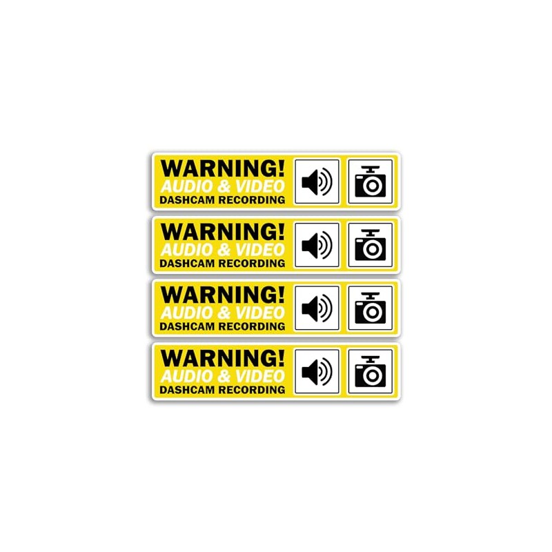 4 x Dashcam Recording Vinyl Stickers - Audio & Video
