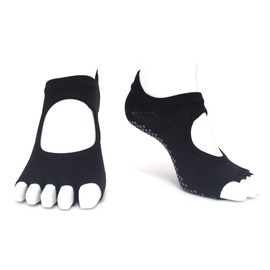 Finger 5 Finger Yoga Socks, Ballet, Pilates, Anti-Slip, Women's Yoga Wear, Deluxe - Black