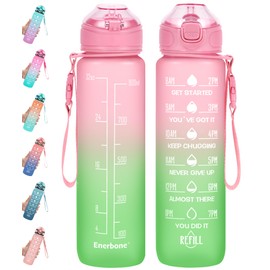 Enerbone 32 oz Drinking Water Bottle with Times to Drink and Straw, Motivational with Carrying Strap, Leakproof BPA & Toxic Free, Ensure You Drink Enough Water for Fitness Gym Outdoor