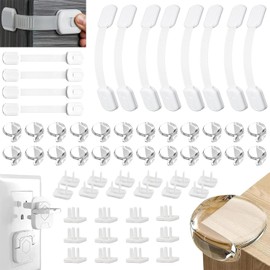 60pcs Kit de Seguridad Completo para Niños, Kit de Seguridad para Niños en Casa, para Enchufes, Protectores de Esquinas y Cierres para Cajones, contra Heridas Cabeza, Mesas, Muebles