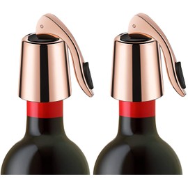 ERHIRY Wine Stoppers Set of 2 - Stainless Steel Wine Bottle Stopper with Silicone Seal, Reusable Beverage Preserver, Freshness Keeper, Premium Bottle Sealers, Ideal Wine Saver Accessory Gift Set