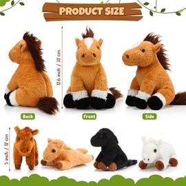 Lenwen 5 Pcs Horse Stuffed Animals Plush Horse Toy Set Large Mommy Horse with 4 Cute Babies in Her Belly Nurturing Horse Plushie for Toddlers Boy Girl Derby Horse Party Favors Birthday Gift(Cuddly)
