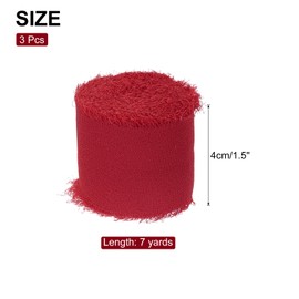 sourcing map Chiffon Ribbon, 1.5" x7 Yard Silk Ribbon Red Tulle Satin Fabric Ribbon for Gift Wrapping Invitations Bridal Bouquets,Pack of 3