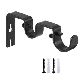 Anndason Heavy Duty Curtain Rod Brackets Double Curtain Rod Brackets Double Rod Holders 1" and 5/8" Inch Rod (Set of 6, Black)