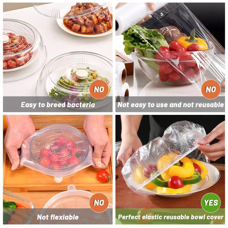 300Pcs Reusable Elastic Food Bowl Storage Covers, Sublaga Bowl Covers,
