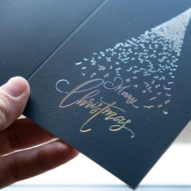 CLEVER SIGNS Silver Foil Holiday Cards, Christmas Cards, Pack of 24 with Envelopes, Christmas Cards Boxed, Christmas Card Bulk,