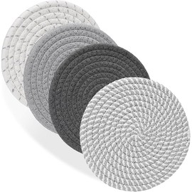 Billbotk 7" Trivets for Dishes, Pots and Pans, 4 Heat Resistant Hot Pads, Pot Holders for Kitchen, Plate Mats for Countertops, Table, Home Essentials, Farmhouse Decor