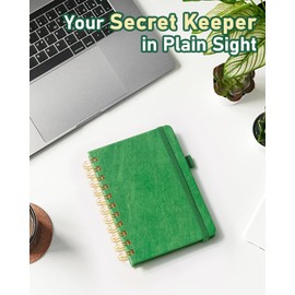 WEMATE Spiral Password Book with Alphabetic Tabs, Small Password Book for Seniors, Internet Password Notebook Hardcover Password Manager Journal Logbook A6 - 12 x 15 cm (Grass Green)