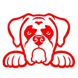 STICKER DAD Boxer Dog Peeking V1 Vinyl Decal by StickerDad® - Size: 5", Color: RED - Windows, Walls, Bumpers, Laptop, Lockers, etc.