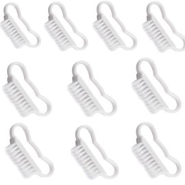 Nail Brushes, Set of 10, White, Nail Art Tools, Clean Nails, Hand Wash, Care, Portable, Lightweight, Compact