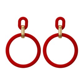 RUOFFETA Acrylic Rectangle Earrings, Fashion Acrylic Square/Oval/Hoop Statement Drop Earrings for Women(Red Hoop)