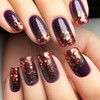 24Pcs Rainbow Glitter Press on Nails Eternal Night Star River