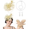5-Pack Khaki Apricot Fascinator Hat for Women Tea Party Veil
