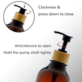 Shampoo Bottles Refillable, Kimqi Bathroom Shampoo and Conditioner Dispenser Set, 16oz Amber Plastic Shower Soap Bottle with Pump, 3 Pack