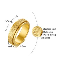 PAMTIER Women's Stainless Steel Spinner Ring Sandblasting Finished Wedding Band 6 mm / 8 mm, Stainless Steel