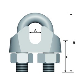 DAIDOHANT 10101851 Uniqlo Wire Clip (Casting) [M12] (A) 13.5 x (B) 58 x (C) 32 mm [Iron] (1 piece)