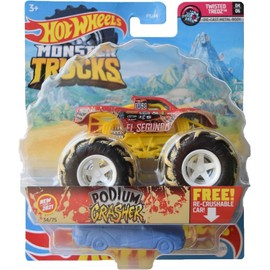 Hot Wheels Monster Trucks Podium Crasher, Re-Crushable Car