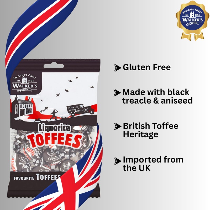 Walkers Nonsuch Liquorice Toffees Bag 5.29 Oz (Pack of 6)