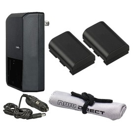 Canon EOS 5D Mark III High Capacity 'Intelligent' Batteries (2 Units) + AC/DC Travel Charger + Nwv Direct Microfiber Cleaning Cloth.