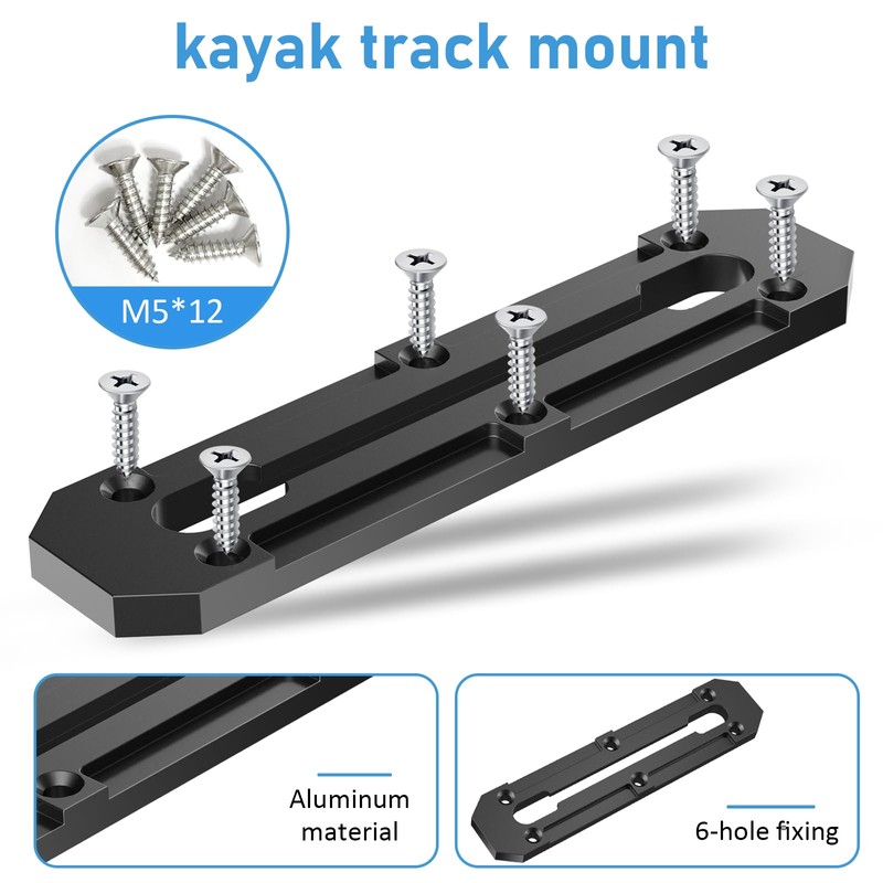 2Pcs Kayak Track Mount，Aluminum Kayak Gear Track Mount Accessories (6