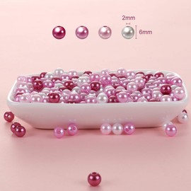 Naler 500pcs Art Pearls, Size 6mm Pearl Beads Charms for Art Craft Decorations Jewellery Making DIY, 4 Colors (Pink Series)