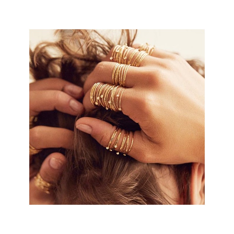 Dikixe Minimalist Western Exaggerated Multi-Layer Ring with Five Sparkling Crystal,