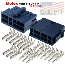 Molex 12-Pin Black Connector Pitch 4.20mm, w/18-24 AWG Pin Mini-Fit Jr ™