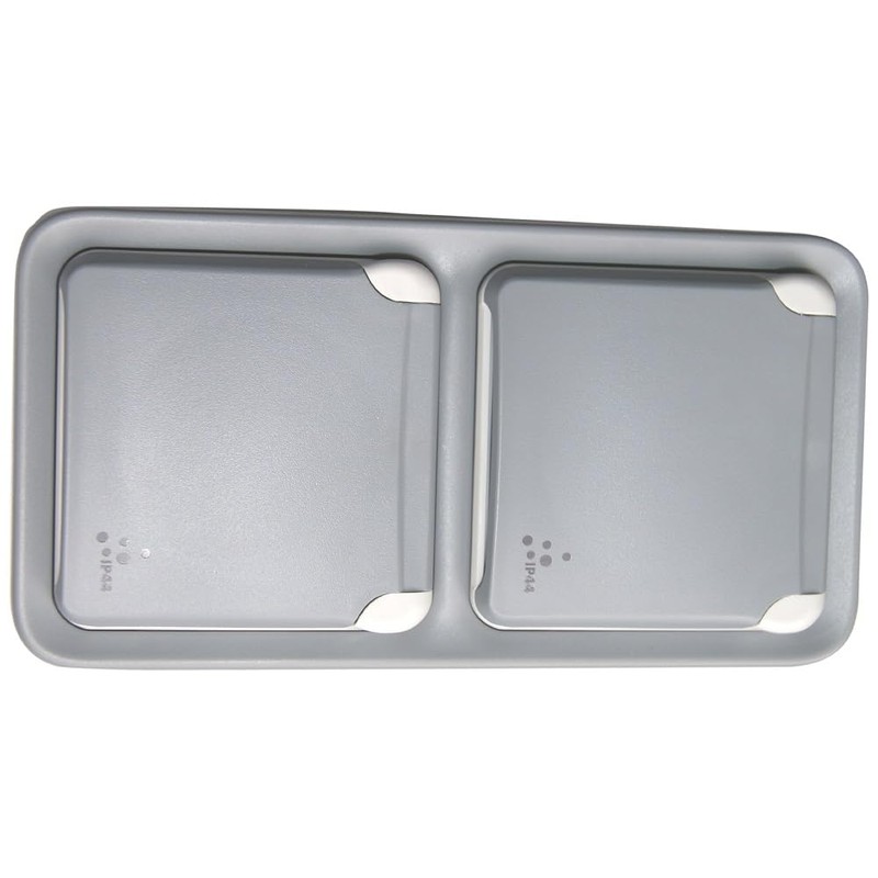 Vertical Plexo55 Apwg IP44 SCHUKO double socket-outlet, impact-resistant IK07 –