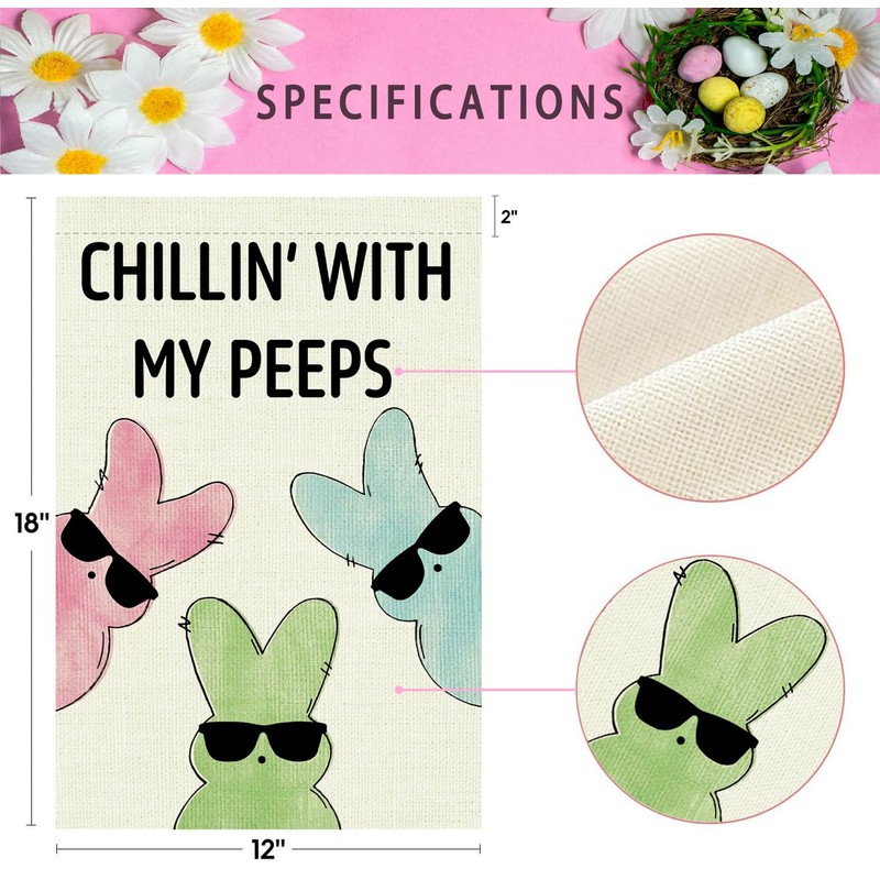 Easter Garden Flag 12 x 18 Inch Funny Sunglasses Bunny