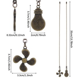 Ymapinc 2pcs Ceiling Fan Pull Chain Ornaments, 13inch Bronze Fan Cord Decorative Extension Ceiling Light with Pull Chain, Light Bulb Extender