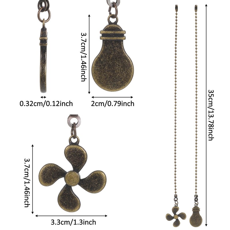 Ymapinc 2pcs Ceiling Fan Pull Chain Ornaments, 13inch Bronze Fan