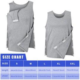 2 Pieces Post Shoulder Surgery Shirts Snap Open Tearaway Shirt Unisex Shoulder Recovery Tshirt Tank Tops Gifts for Women Men (XXL)