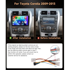 8Core 4G+64G Car Radio for Toyota Corolla 2009-2013 Android 13 Car Stereo Wireless Carplay, Rimoody 9 inch Touch Screen for Corolla Android Auto DSP BT GPS WiFi FM Mirror Link RCA + Backup Camera