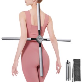 Back Straightener Posture Corrector|Yoga Stick Stretching Tool for women and men|Portable Posture Corrector Pole,Stretch Mobility Stick, Physical Workout Exercise Dowel (Gray)